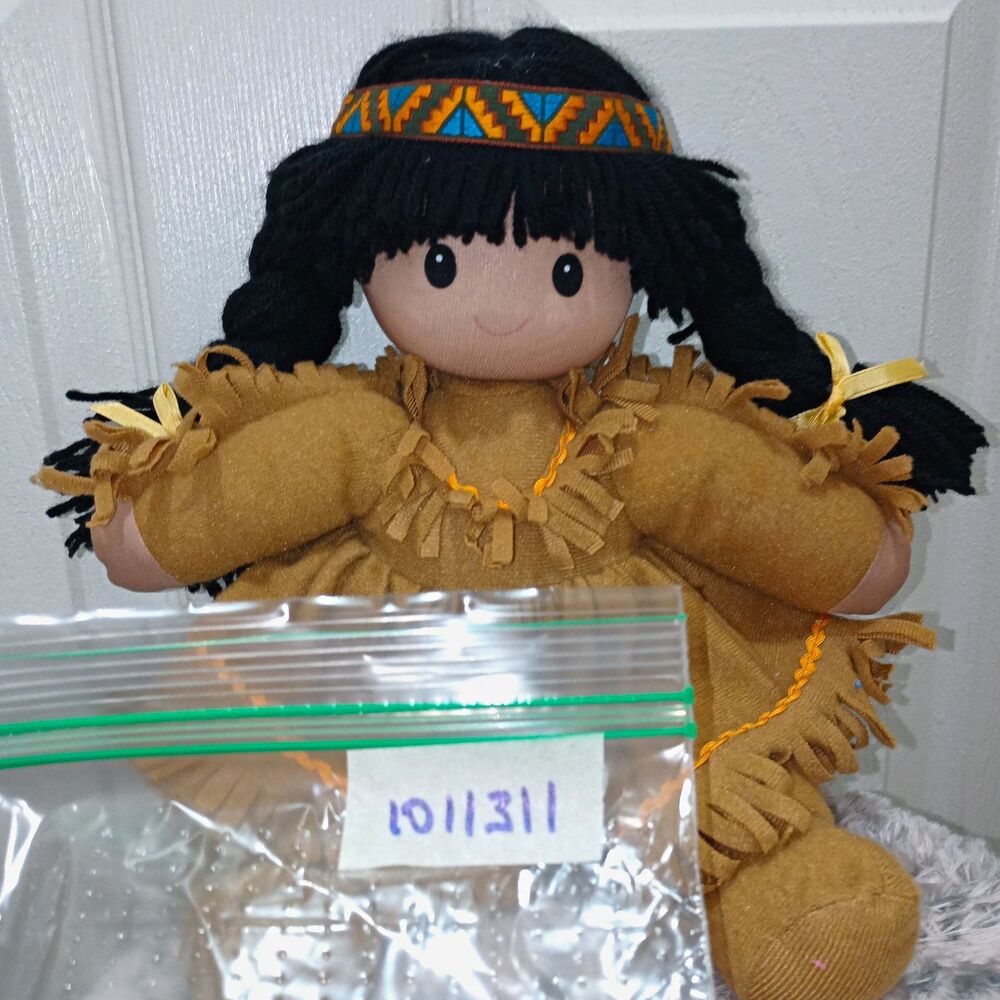 Joelson Industries Cloth Rag Doll Native American Style Yarn Braids ©1996